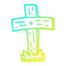 Cold Gradient Line Drawing Cartoon Graveyard Cross Stock Images