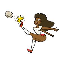 Cartoon Female Soccer Player Kicking Ball Stock Photos Cartoon Female Soccer Player Kicking Ball Stock Photos