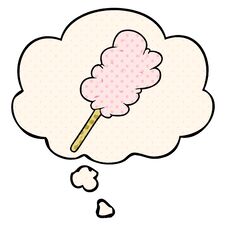 Cartoon Candy Floss And Thought Bubble In Comic Book Style Royalty Free Stock Photography