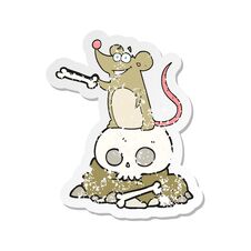 Retro Distressed Sticker Of A Cartoon Graveyard Rat Royalty Free Stock Image