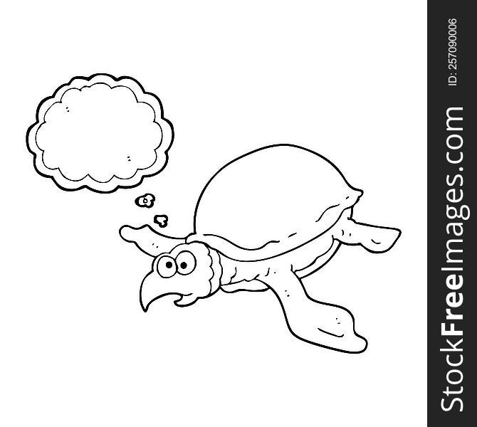 freehand drawn thought bubble cartoon turtle