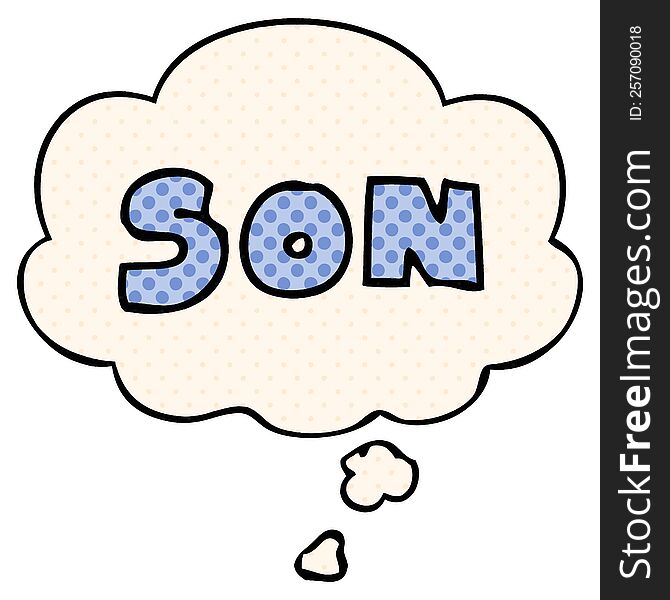 Cartoon Word Son And Thought Bubble In Comic Book Style