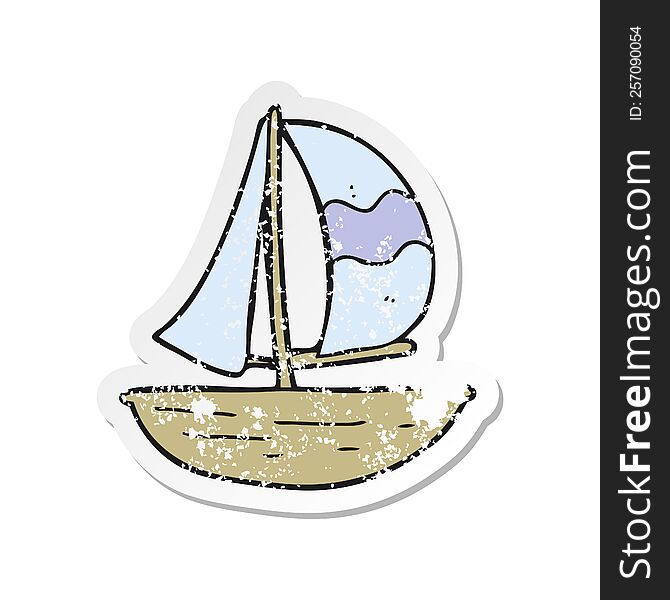retro distressed sticker of a cartoon sail ship