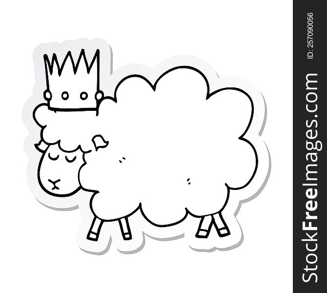 sticker of a cartoon sheep wearing crown