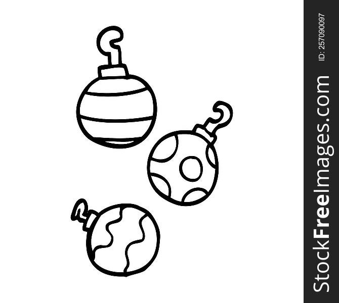 Line Drawing Cartoon Xmas Baubles