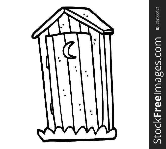 Line Drawing Cartoon Old Outdoor Toilet