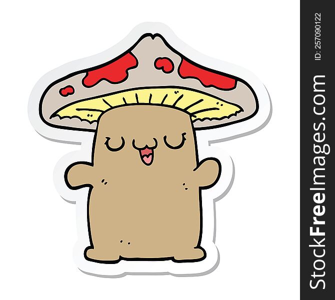sticker of a cartoon mushroom creature