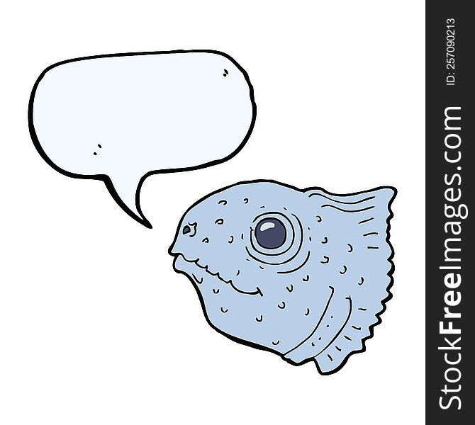 cartoon fish head with speech bubble