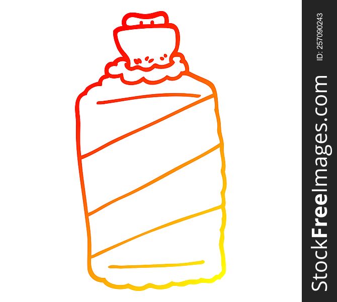 warm gradient line drawing of a cartoon hot water bottle