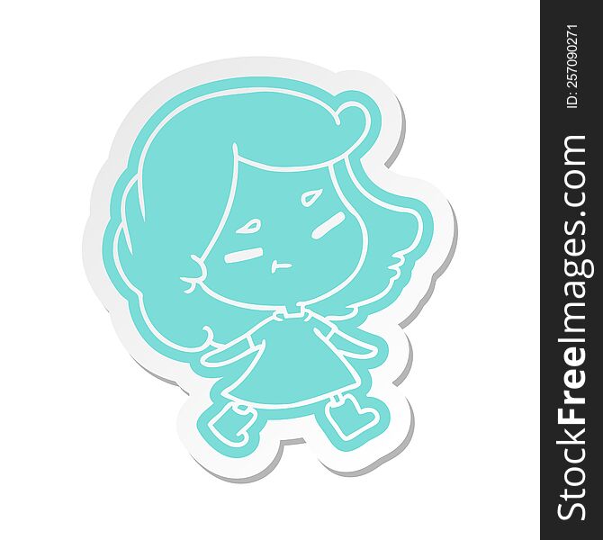Cartoon Sticker Of A Cute Kawaii Girl