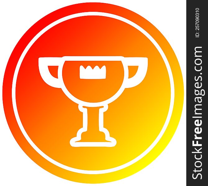 trophy award circular icon with warm gradient finish. trophy award circular icon with warm gradient finish