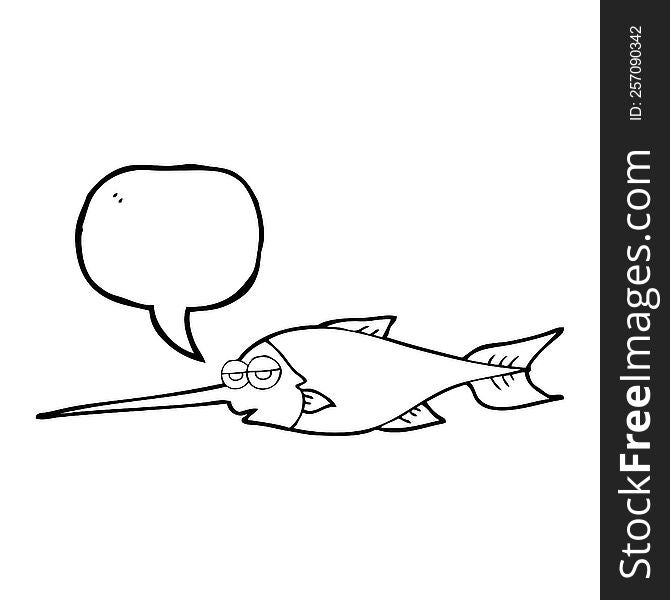 freehand drawn speech bubble cartoon swordfish