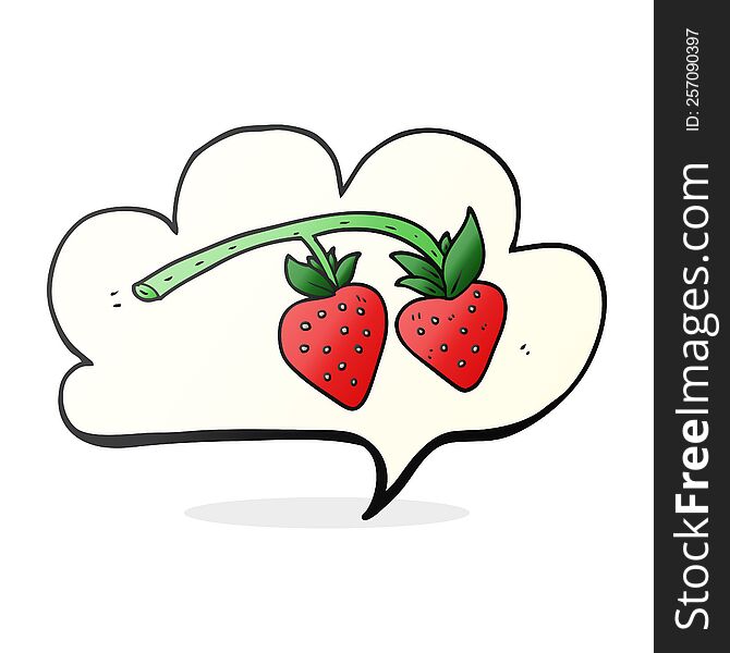 freehand drawn speech bubble cartoon strawberries