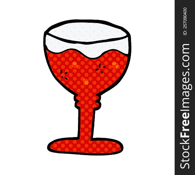 cartoon doodle red wine glass