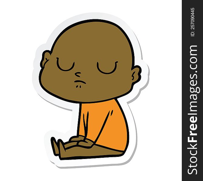 sticker of a cartoon bald man