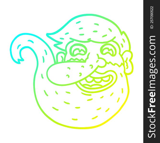 cold gradient line drawing of a cartoon man with ginger beard