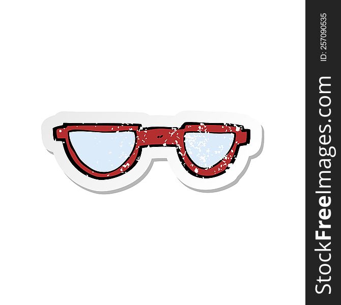 Retro Distressed Sticker Of A Cartoon Glasses