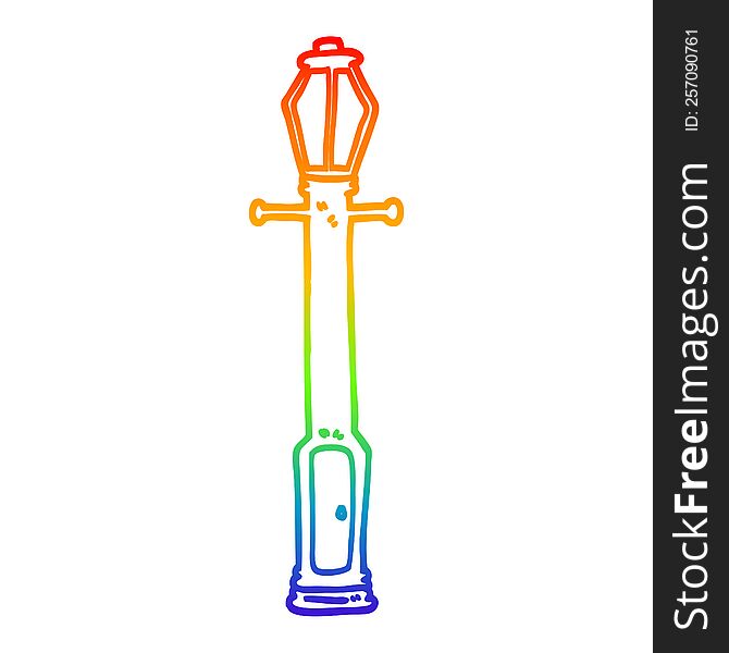 rainbow gradient line drawing of a cartoon lamp post