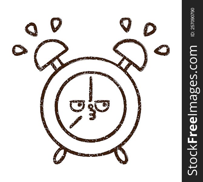 Alarm Clock Charcoal Drawing