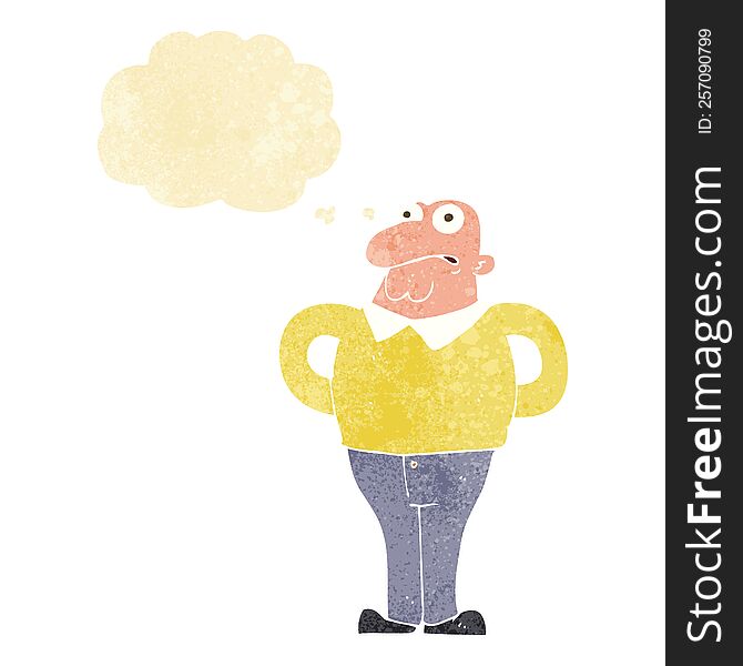 Cartoon Worried Man With Thought Bubble