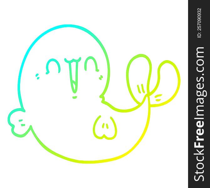 Cold Gradient Line Drawing Cute Cartoon Whale