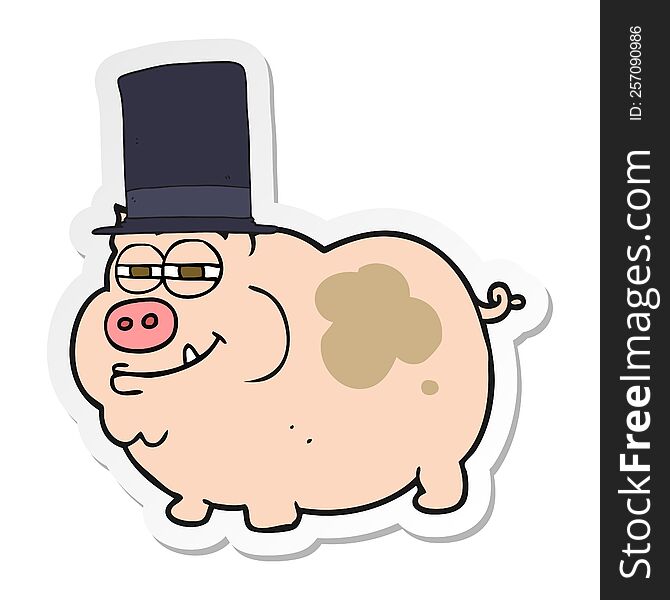 sticker of a cartoon rich pig