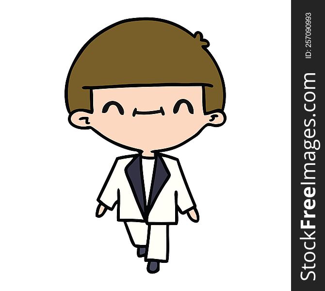 freehand drawn cartoon of cute kawaii boy in suit