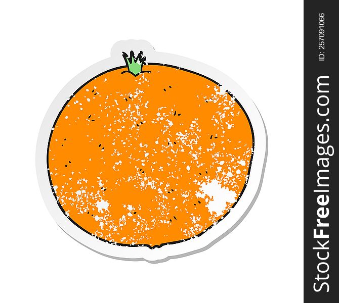 Retro Distressed Sticker Of A Cartoon Orange