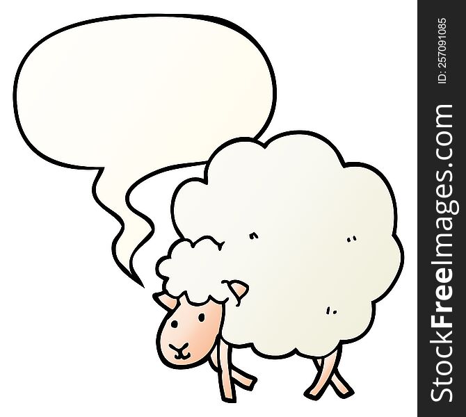 Cartoon Sheep And Speech Bubble In Smooth Gradient Style