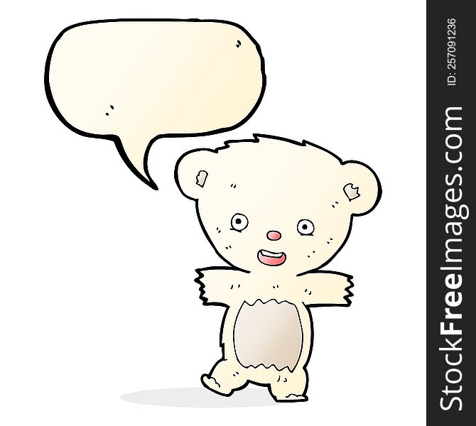 Cartoon Teddy Polar Bear Cub With Speech Bubble