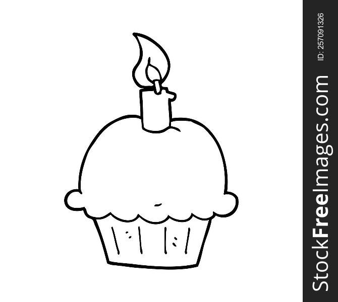 Cartoon Birthday Cupcake