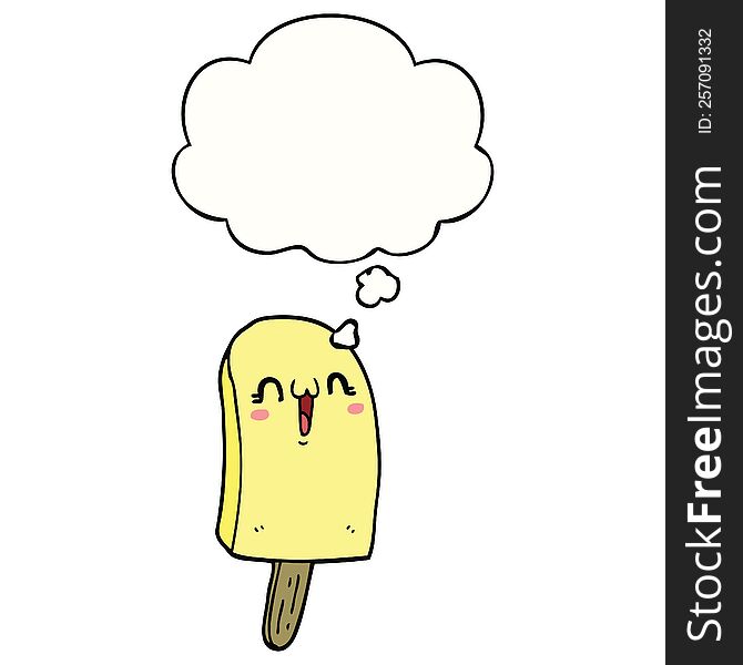 Cartoon Frozen Ice Lolly And Thought Bubble