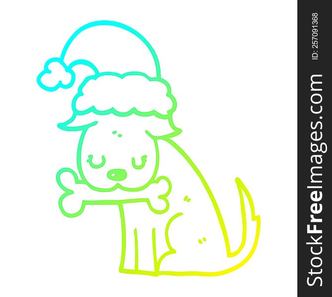 Cold Gradient Line Drawing Cute Christmas Dog