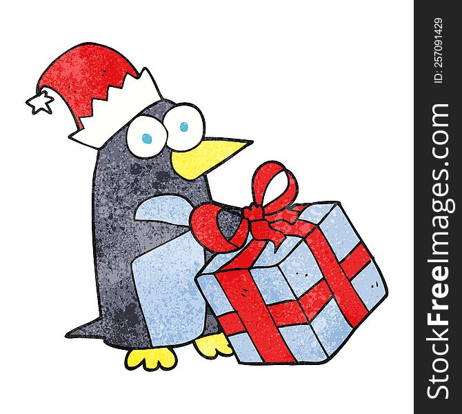 Textured Cartoon Christmas Penguin