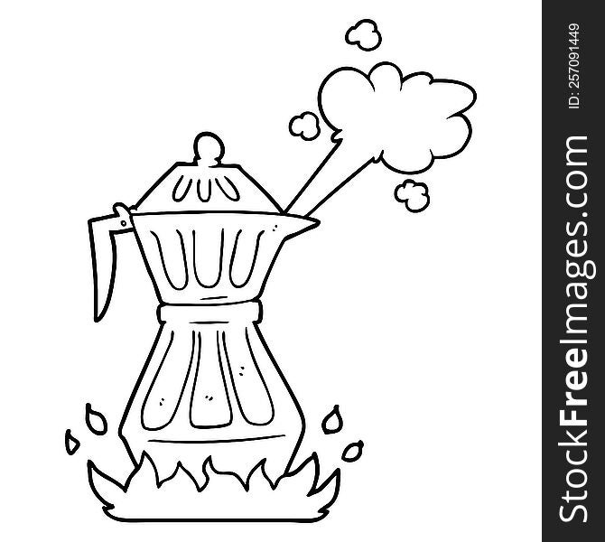 cartoon steaming espresso pot. cartoon steaming espresso pot