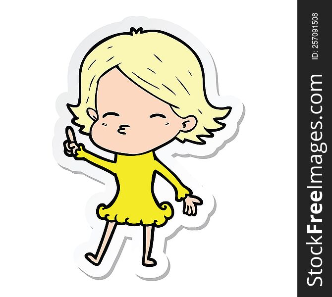 Sticker Of A Cartoon Woman With Idea
