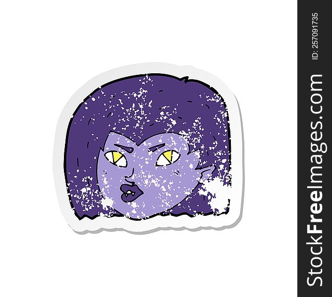 Retro Distressed Sticker Of A Cartoon Vampire Face