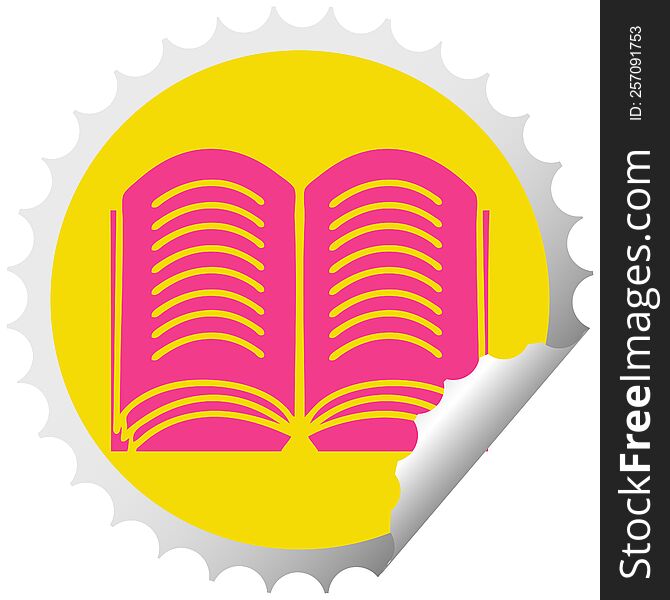 Circular Peeling Sticker Cartoon Open Book