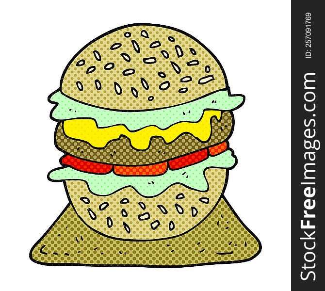 freehand drawn cartoon tasty burger