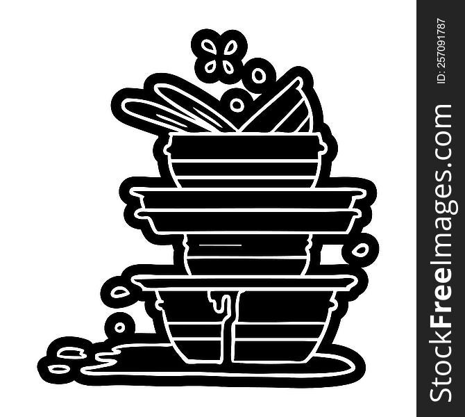 cartoon icon drawing of a stack of dirty plates