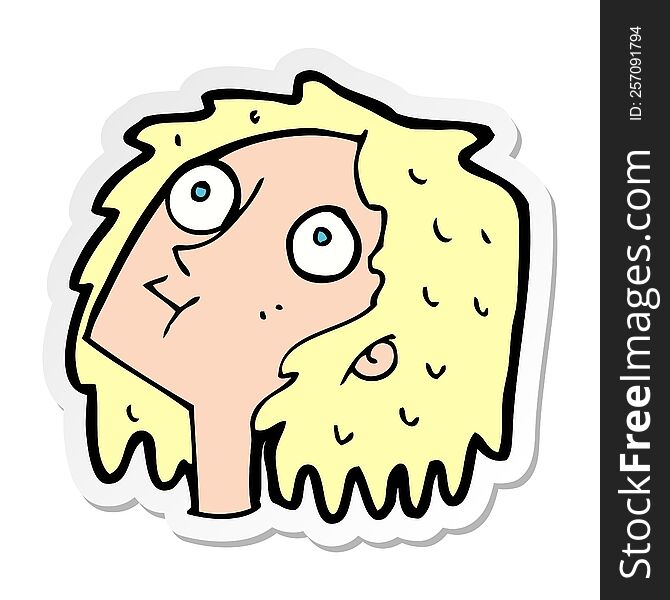 sticker of a cartoon staring woman