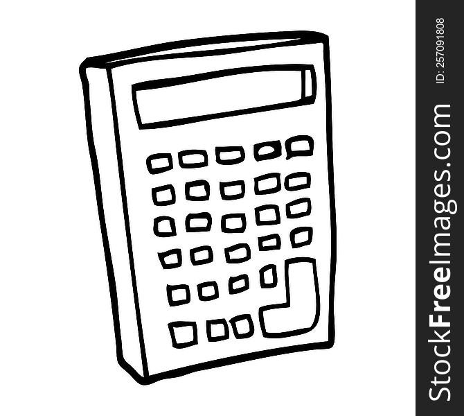 line drawing cartoon of a calculator