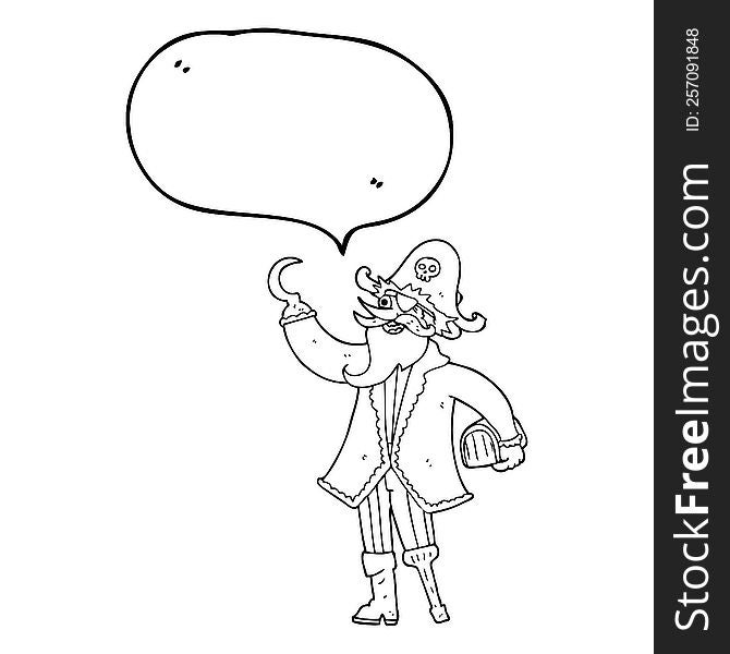 freehand drawn speech bubble cartoon pirate captain