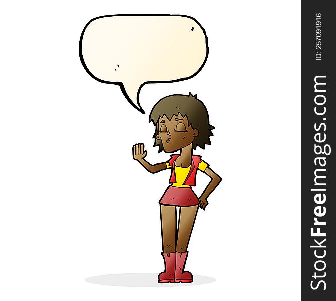 Cartoon Cool Girl With Speech Bubble