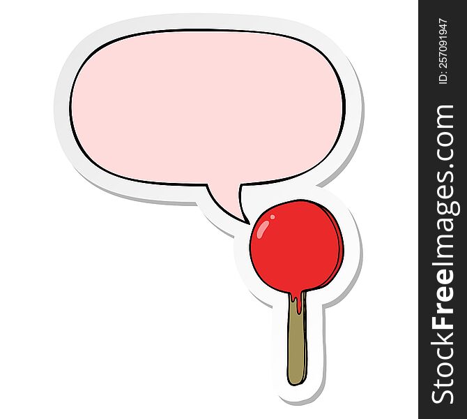 cartoon lollipop with speech bubble sticker. cartoon lollipop with speech bubble sticker