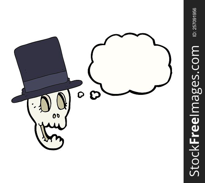 Thought Bubble Cartoon Skull Wearing Top Hat