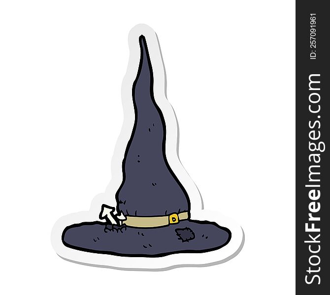 Sticker Of A Cartoon Spooky Witches Hat