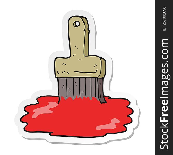 sticker of a cartoon paint brush