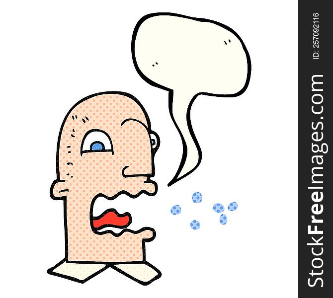freehand drawn comic book speech bubble cartoon burping man