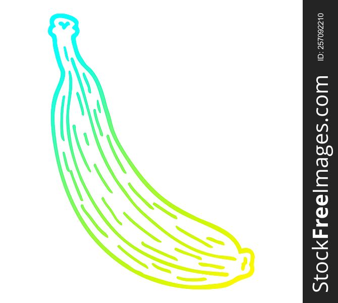 cold gradient line drawing of a cartoon yellow banana